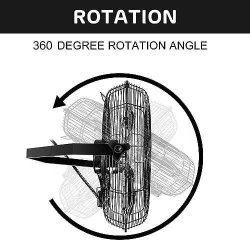 HealSmart 18 Inch Industrial Wall Mount Fan, 3 Speed Commercial Ventilation Metal Fan for Warehouse, Greenhouse, Workshop, Patio, Factory and Basement - High Velocity