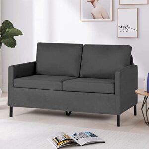 AILEEKISS 51" W Loveseat Sofa Modern Upholstered Sofas Couch with 2 Pillows Linen Fabric Love Seats Couches for Living Room, Bedroom, Apartment and Small Space (Dark Grey01)