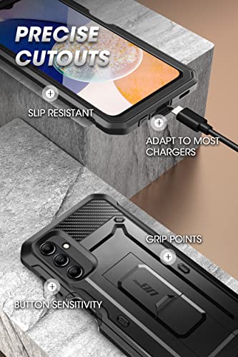 SUPCASE Unicorn Beetle Pro Case for Samsung Galaxy A14 5G (2023), Full-Body Rugged Belt-Clip & Kickstand Case with Built-in Screen Protector (Black)