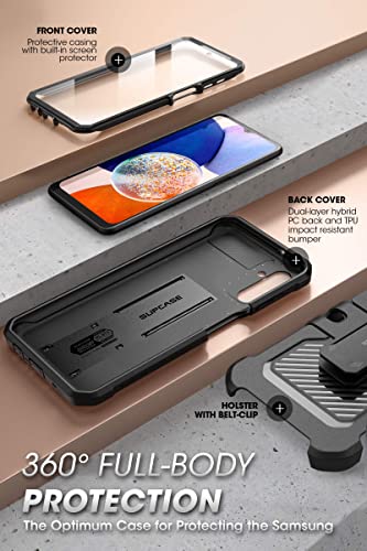 SUPCASE Unicorn Beetle Pro Case for Samsung Galaxy A14 5G (2023), Full-Body Rugged Belt-Clip & Kickstand Case with Built-in Screen Protector (Black)