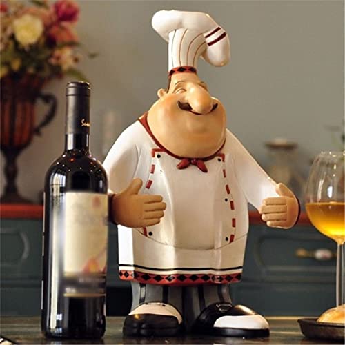 DOUBA Wineware Chef Statue Wine Bottle Rack Decorative Resin Chef Wine Rack Ornament Craft Display