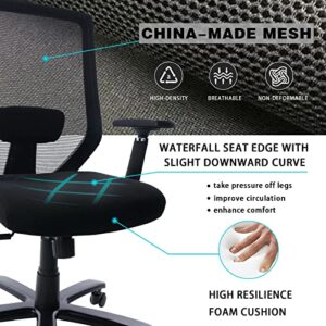 CLATINA Desk Chairs with Wheels, Ergonomic Mesh Office Chair Adjustable Height and Swivel Lumbar Support Home Office Chair for Home Office and Gaming (Black)