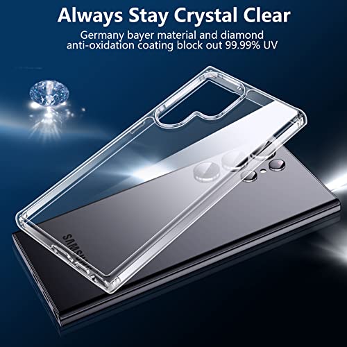 Wilbur Designed for Samsung Galaxy S23 Ultra Case Clear,[Anti-Yellowing & Non-Slip] Transparent Shockproof Protective Phone Cases Slim Thin Cute Cover for Galaxy S23,6.8 inch Released 2023