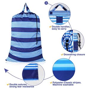 MAIBGALH Laundry Bag with Handles and Drawstring Closure, Laundry Bags Extra Large Heavy Duty, Laundry Room and Dorm Room Essentials, Suitable for Travel and Outdoors, Blue 2 Pack.