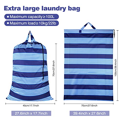 MAIBGALH Laundry Bag with Handles and Drawstring Closure, Laundry Bags Extra Large Heavy Duty, Laundry Room and Dorm Room Essentials, Suitable for Travel and Outdoors, Blue 2 Pack.