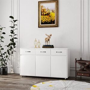 SEASD 52 Inch Large Sideboard Set 3 Door Buffet Easy to Assemble, Suitable for Living Room Home Decor and Storage