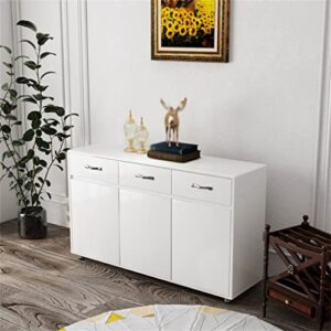 SEASD 52 Inch Large Sideboard Set 3 Door Buffet Easy to Assemble, Suitable for Living Room Home Decor and Storage