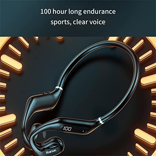 Upgrade HiFi ANC Wireless Bones-Conduction Headphone Bluetooth 5.3 Bone-Drive Headset Ipx6 Waterproof,Stereo Earphone Sport Compatible with iOS and Android for Sports Gym (Black)