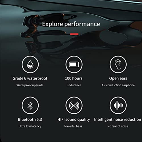 Upgrade HiFi ANC Wireless Bones-Conduction Headphone Bluetooth 5.3 Bone-Drive Headset Ipx6 Waterproof,Stereo Earphone Sport Compatible with iOS and Android for Sports Gym (Black)