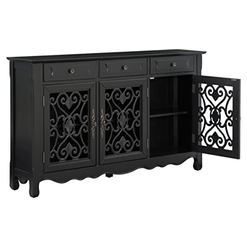 SEASD 59.8" Console Table Sideboard with 3 Doors, Drawers and Adjustable Shelves for Living Room Dining Room