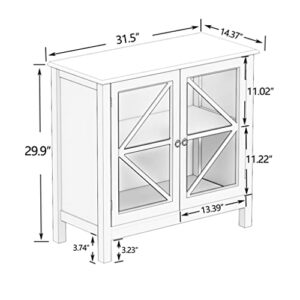 SEASD Living Room Wooden Sideboard Floor Standing Kitchen Storage Cabinet with Double Glass Doors Console 31.5x29.9x14.37in (Color : E, Size : As Shown)