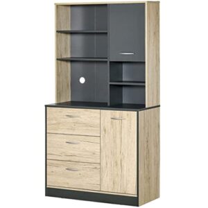 seasd 67" freestanding buffet, kitchen storage cabinet with 3 drawers, cable management, 4 cubbies and 2 cabinets.