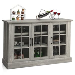 seasd 55 inch buffet storage cabinet sideboard glass door adjustable shelf dining room dining cabinet