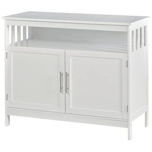 seasd white kitchen sideboard, buffet cabinet, wooden storage console table with 2-level cabinet and shelf