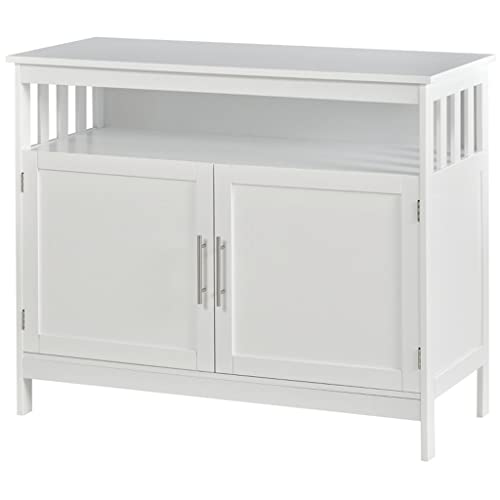 SEASD White Kitchen Sideboard, Buffet Cabinet, Wooden Storage Console Table with 2-Level Cabinet and Shelf