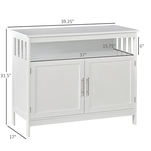 SEASD White Kitchen Sideboard, Buffet Cabinet, Wooden Storage Console Table with 2-Level Cabinet and Shelf