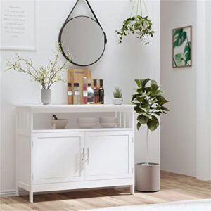 SEASD White Kitchen Sideboard, Buffet Cabinet, Wooden Storage Console Table with 2-Level Cabinet and Shelf