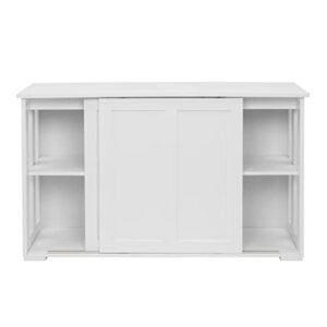 SEASD Kitchen Sideboard Cabinets FCH Double Sliding Door Sideboard Porch Cabinet White Dining Cabinet (106 X 33 X 62) Cm