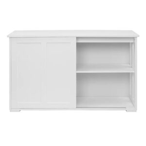 SEASD Kitchen Sideboard Cabinets FCH Double Sliding Door Sideboard Porch Cabinet White Dining Cabinet (106 X 33 X 62) Cm