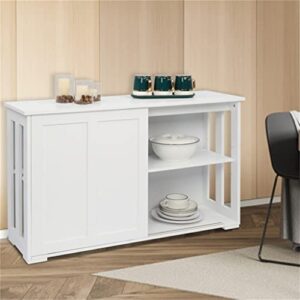 SEASD Kitchen Sideboard Cabinets FCH Double Sliding Door Sideboard Porch Cabinet White Dining Cabinet (106 X 33 X 62) Cm