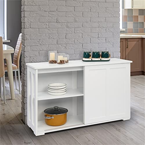 SEASD Kitchen Sideboard Cabinets FCH Double Sliding Door Sideboard Porch Cabinet White Dining Cabinet (106 X 33 X 62) Cm