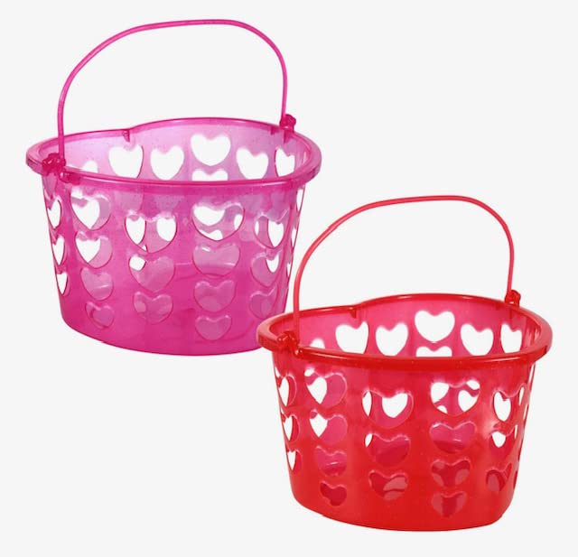 AB Heart Shaped and Slotted Baskets with Handles, 2 PACK