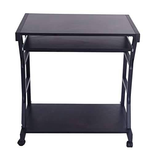 XBWEI Mobile Four-Wheel Computer Desk Black