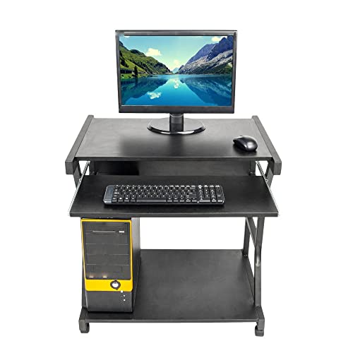 XBWEI Mobile Four-Wheel Computer Desk Black