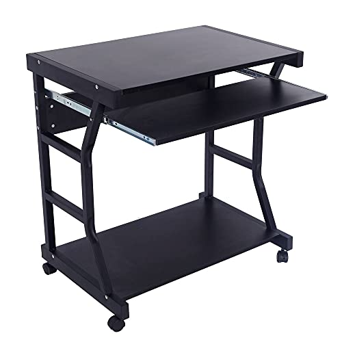 XBWEI Mobile Four-Wheel Computer Desk Black