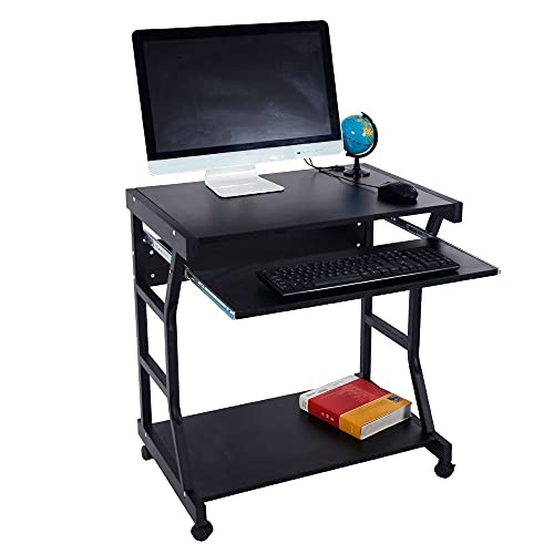 XBWEI Mobile Four-Wheel Computer Desk Black