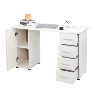 XBWEI Door Four Drawer Computer Desk White