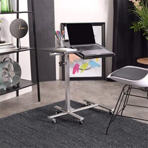 XBWEI Lifting Computer Desk Rolling Table Desk with Adjustable Height Laptop Notebook Swivel Desk with 5 Wheels Leg Table