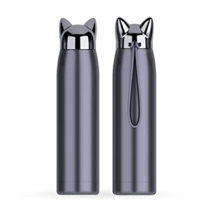 seasd 320ml 11oz double wall hot water thermos bottle stainless steel vacuum flasks cute cats ear thermal coffee tea milk travel mug (color : c)
