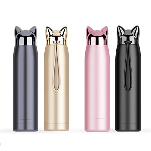 SEASD 320ml 11oz Double Wall Hot Water Thermos Bottle Stainless Steel Vacuum Flasks Cute Cats Ear Thermal Coffee Tea Milk Travel Mug (Color : C)