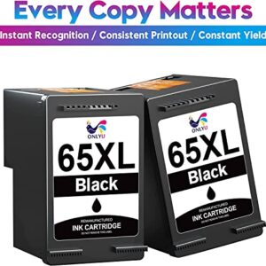 65XL Black Ink Cartridge High Yield Replacement for HP 65 Black Ink Cartridge Works with HP Deskjet 3772 3755 3700 3722 3752 2600 2622 2652 Envy 5055 5000 5070 5052 5014 Printer (2 Black)