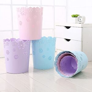 Scakbyer Wastebasket, Hollow Flower Shape Plastic Lidless Wastepaper Baskets Trash Can - M - Pink