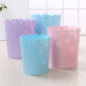 Scakbyer Wastebasket, Hollow Flower Shape Plastic Lidless Wastepaper Baskets Trash Can - M - Pink