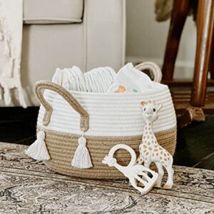 cherrynow small baby basket for toy storage basket for living room cute rope basket with handles round decorative basket for shelf