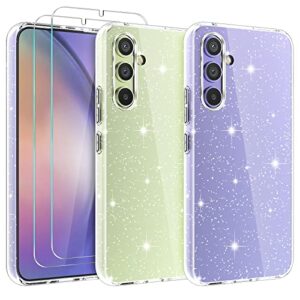 kswous glitter case for galaxy a54 5g - sparkly clear shockproof slim cover with 2 screen protectors