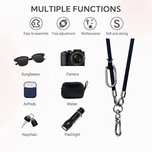 BFSD·DM Cell Phone Lanyard, Universal Crossbody Patch Phone Lanyards,2× Phone Patches,Nylon Phone Lanyards for Around The Neck,Compatible with Most Smartphones(Black,51 inch)