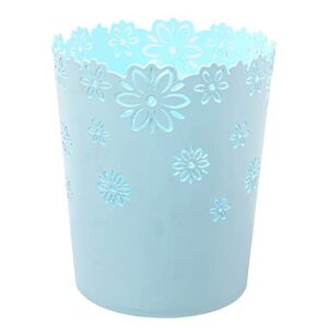 scakbyer wastebasket, hollow flower shape plastic lidless wastepaper baskets trash can - m - blue