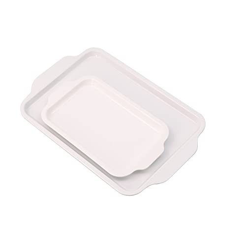 Melamine Tray with Flat Handles Set of 2