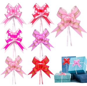 60 pieces large pull bows for gift wrapping, birthday gift wrap ribbon pull bows for gift basket red pink heart bows ribbon pull bows for birthday presents, wedding baskets, christmas decoration