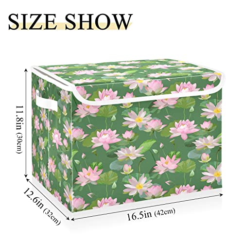 Easter Eggs with Daisies Storage Basket 16.5x12.6x11.8 In Collapsible Fabric Storage Cubes Organizer Large Storage Bin with Lids and Handles for Shelves Bedroom Closet Office