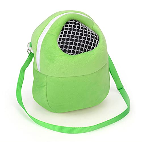 Pet Hamsters Carrier Bag Breathable Portable Outgoing Travel Backpack with Shoulder Strap for Small Pets Hamster, Hedgehog, Sugar Glider, Chinchilla, Guinea Pig (Green S)