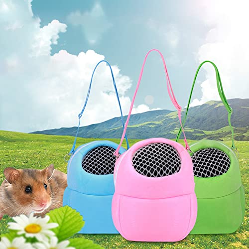 Pet Hamsters Carrier Bag Breathable Portable Outgoing Travel Backpack with Shoulder Strap for Small Pets Hamster, Hedgehog, Sugar Glider, Chinchilla, Guinea Pig (Green S)