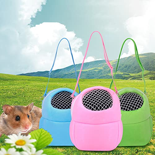 Pet Hamsters Carrier Bag Breathable Portable Outgoing Travel Backpack with Shoulder Strap for Small Pets Hamster, Hedgehog, Sugar Glider, Chinchilla, Guinea Pig (Green S)