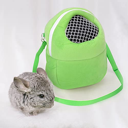 Pet Hamsters Carrier Bag Breathable Portable Outgoing Travel Backpack with Shoulder Strap for Small Pets Hamster, Hedgehog, Sugar Glider, Chinchilla, Guinea Pig (Green S)