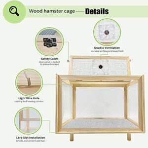 Large Hamster Cages - Wooden Hamster Mice and Rat Habitat with Ventilator Small Animal Cages for Rabbits, Guinea Pigs with Waterproof Bottom Plate