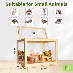 Large Hamster Cages - Wooden Hamster Mice and Rat Habitat with Ventilator Small Animal Cages for Rabbits, Guinea Pigs with Waterproof Bottom Plate